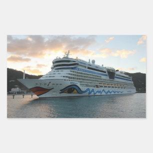 Pegatina Rectangular AIDAluna Cruise Ship in Road Town en Tortola