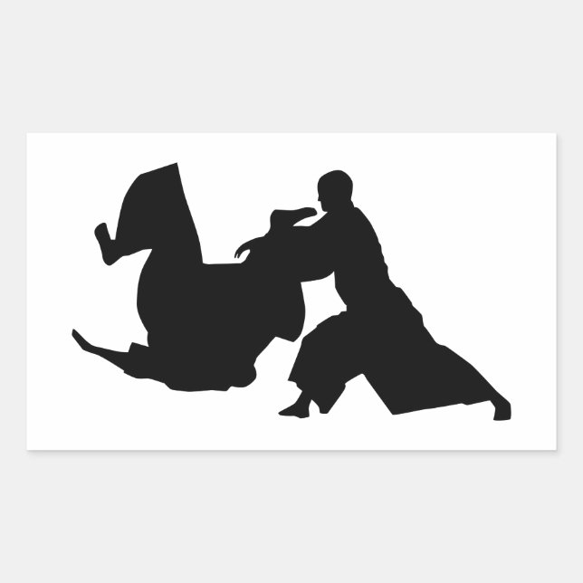 Pegatina Rectangular Aikido Silhouette (Anverso)