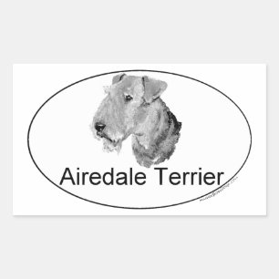 Pegatina Rectangular Airedale Terrier Tipo Europeo
