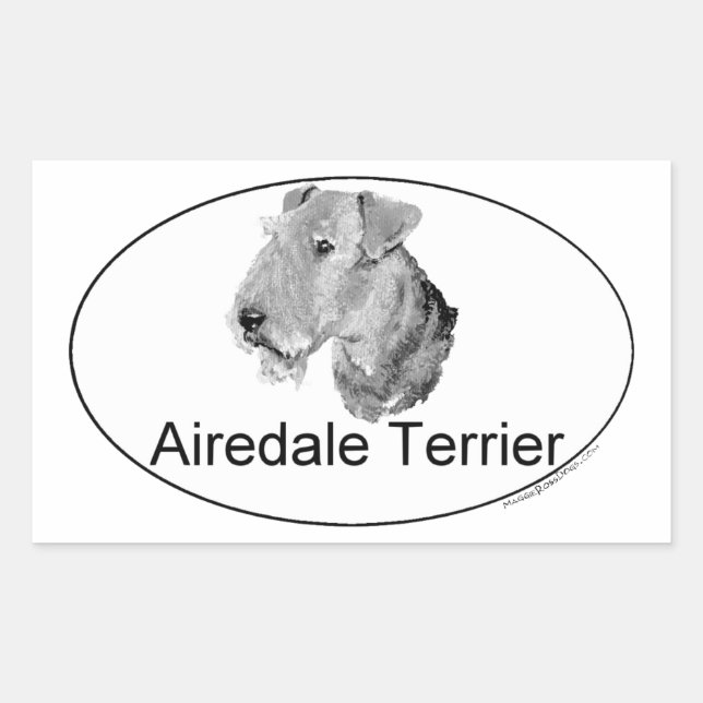 Pegatina Rectangular Airedale Terrier Tipo Europeo (Anverso)