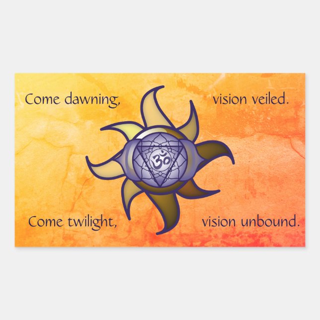 Pegatina Rectangular Ajna Chakra "Third Eye" Yoga Insight Lotus Pegatin (Anverso)