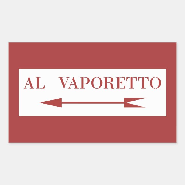 Pegatina Rectangular Al Vaporetto, Rótulo Venecia Street, Italia (Anverso)