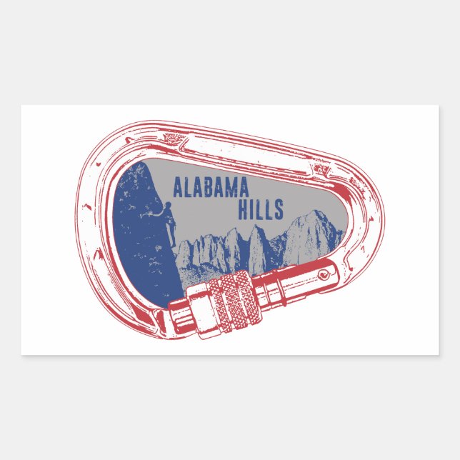 Pegatina Rectangular Alabama Hills Climbing Carabiner (Anverso)