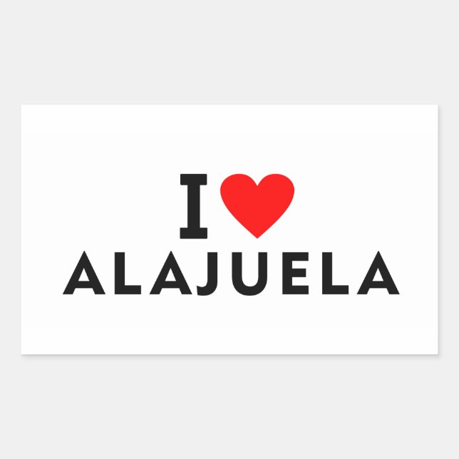 Pegatina Rectangular Alajuela Costa Rica love city heart like travel (Anverso)