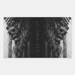 Pegatina Rectangular Alas de Piedra Skull