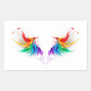Pegatina Rectangular Alas del arco iris fluidas