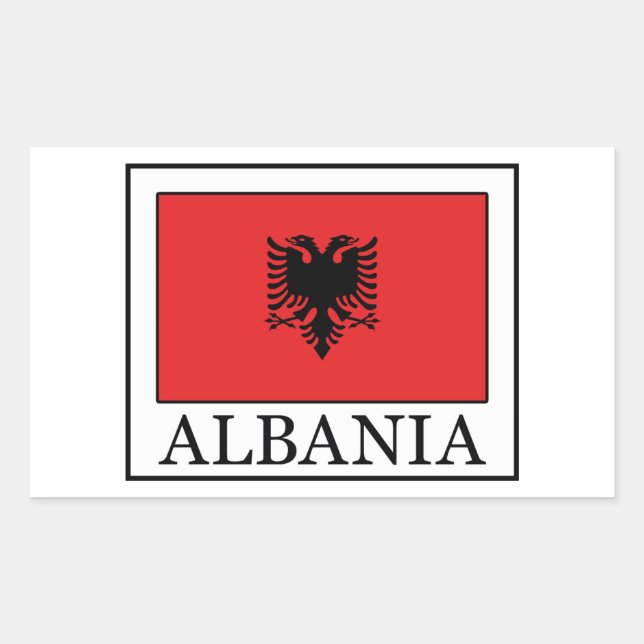 Pegatina Rectangular Albania (Anverso)