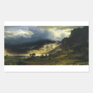 Pegatina Rectangular Albert Bierstadt - una tormenta en las montañas