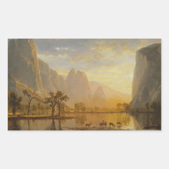 Pegatina Rectangular Albert Bierstadt - Valle del Yosemite (Anverso)