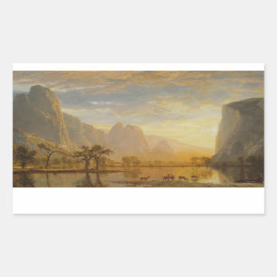Pegatina Rectangular Albert Bierstadt - Valle del Yosemite