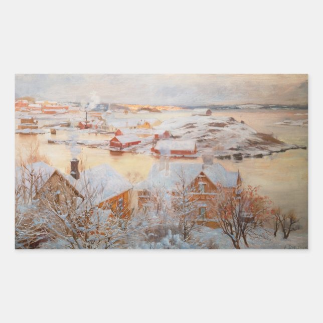 Pegatina Rectangular Albert Edelfelt - Diciembre (Anverso)
