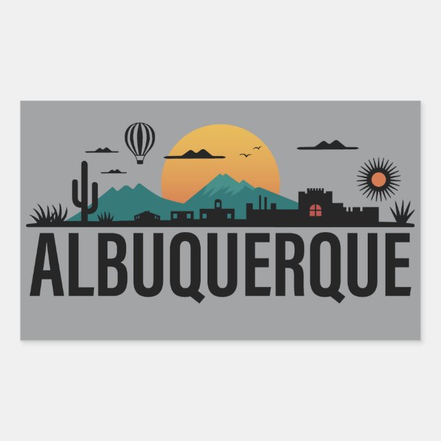Pegatina Rectangular Albuquerque Nuevo México (Anverso)