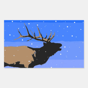 Pegatina Rectangular Alce torpe en invierno - Arte de vida salvaje orig