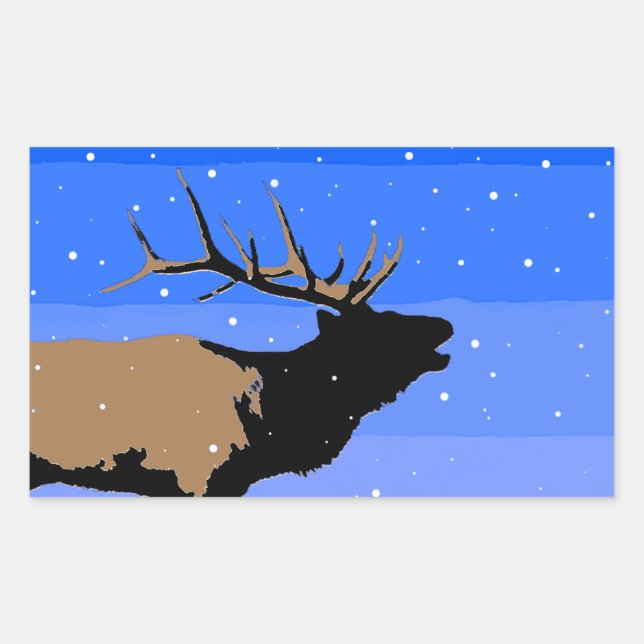 Pegatina Rectangular Alce torpe en invierno - Arte de vida salvaje orig (Anverso)