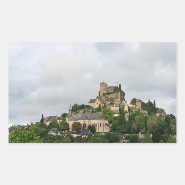 Pegatina Rectangular Aldea de Turenne en Francia (Anverso)
