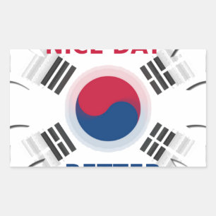 Pegatina Rectangular Alegre diseño de arte de bandera coreana "Ten un b