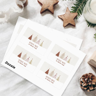 Pegatina Rectangular Alegre Fiesta Navideña Chic Joyeux Noel