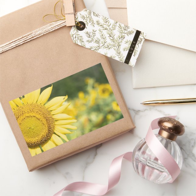 Pegatina Rectangular Alegre girasol (Regalar)