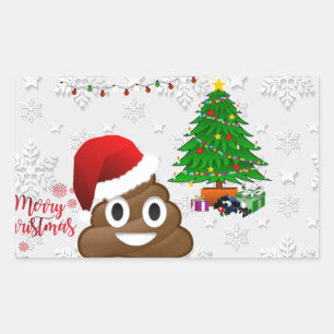 Pegatina Rectangular alegre navidad emoji poo