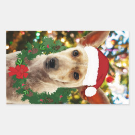 Pegatina Rectangular Alegría por el cachorro