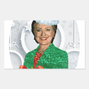 Pegatina Rectangular alegry xmas Hillary clinton
