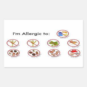 Pegatina Rectangular Alergia Alimentaria Gratuita - Elija su alergia