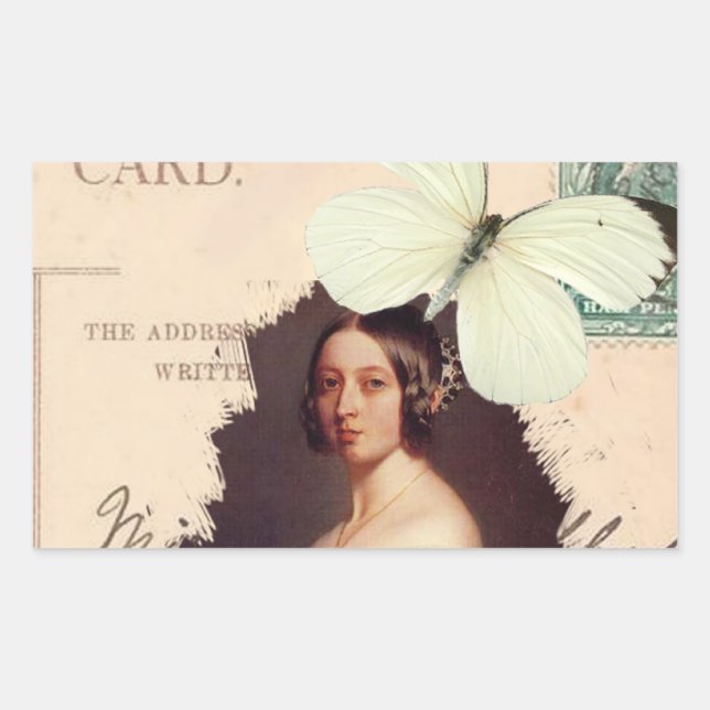 Pegatina Rectangular Alexandrina Victoria (Anverso)