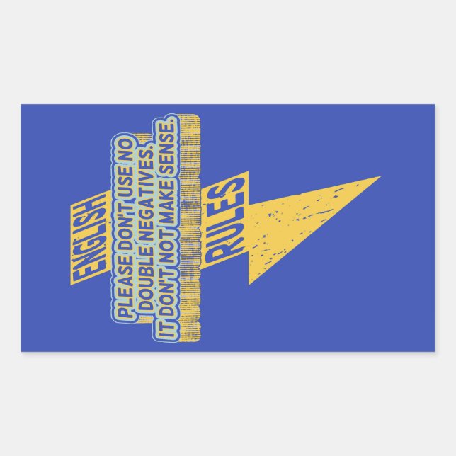 Pegatina Rectangular Alfabetización doble negativa en inglés (Anverso)