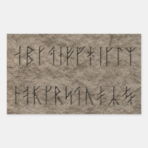 Pegatina Rectangular Alfabeto viking