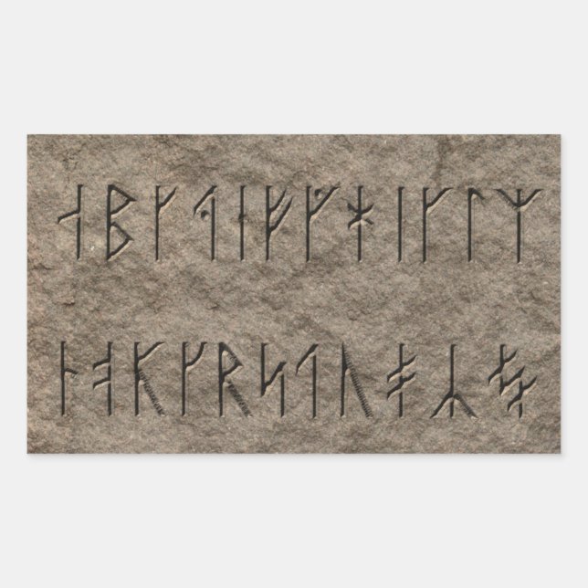 Pegatina Rectangular Alfabeto viking (Anverso)