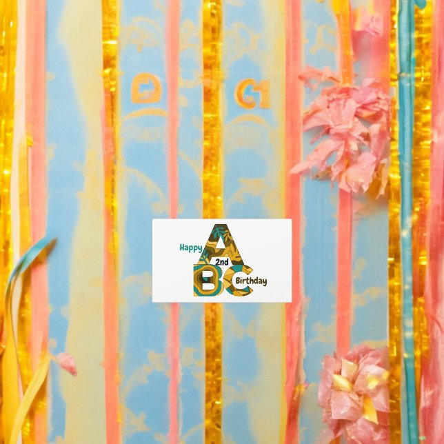 Pegatina Rectangular Alfabetos Cumpleaños (ABC alphabet birthday party theme sticker,birthday party sticker,gift pack,envelope,return gift stic)