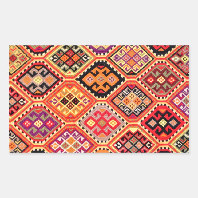 Pegatina Rectangular alfombra griega motivo tradicional patrón folk gen (Anverso)