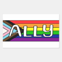 Pegatina Rectangular Aliado LGBTQIA+ | Bandera arco iris