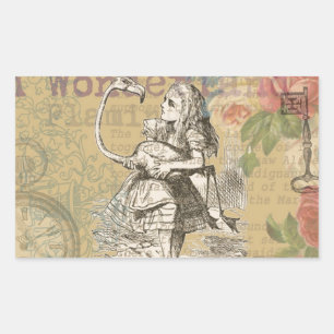 Pegatina Rectangular Alice in Wonderland Flamingo Classic