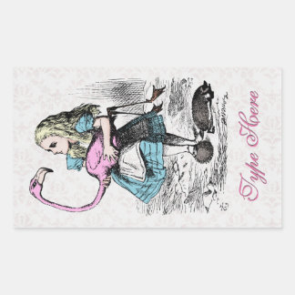 Pegatina Rectangular Alice in Wonderland Pink Flamingo Croquet Fiesta