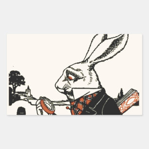 Pegatina Rectangular Alice White Rabbit Classic