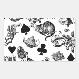 Pegatina Rectangular Alice White Rabbit Wonderland Classic
