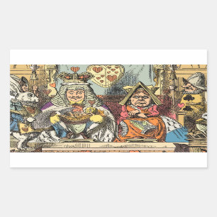 Pegatina Rectangular Alicia en personajes del gato de Cheshire en el pa