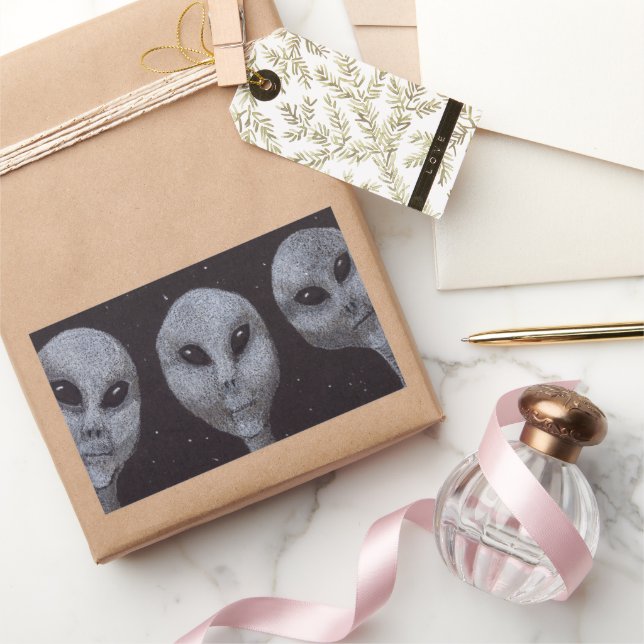 Pegatina Rectangular Alien Grays (Regalar)
