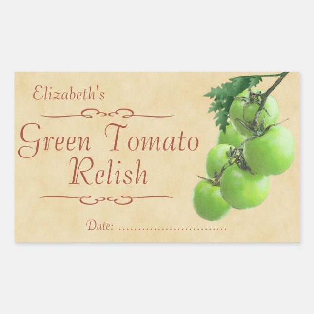 Pegatina Rectangular Aliento de tomate verde o lata (Anverso)