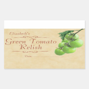 Pegatina Rectangular Aliento de tomate verde o lata
