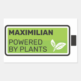 Pegatina Rectangular Alimentado por plantas personalizado de nombre de 