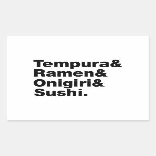 Pegatina Rectangular Alimentos japoneses Tempura y Ramen y Onigiri y Su