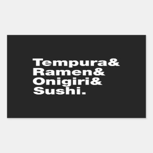 Pegatina Rectangular Alimentos japoneses Tempura y Ramen y Onigiri y Su