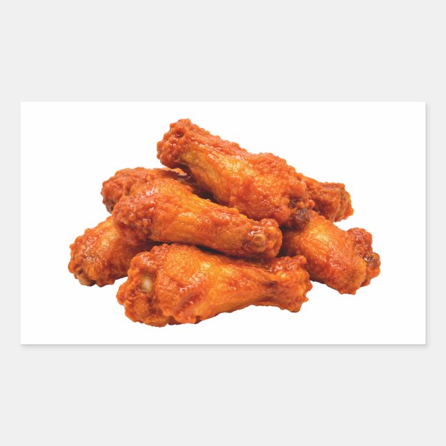 Pegatina Rectangular Alitas de Pollo Buffalo Crujientes Comida (Anverso)