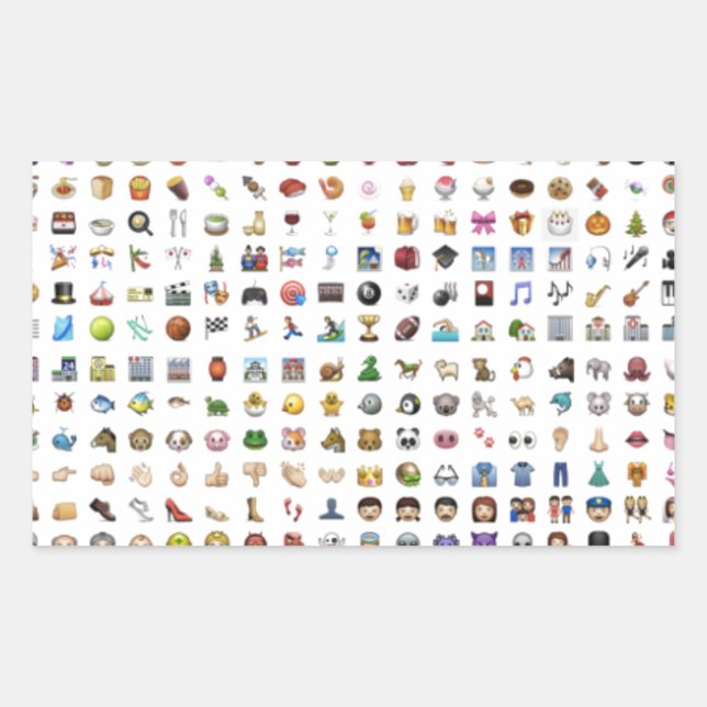 Pegatina Rectangular All iPhone/iOS emojis (Anverso)