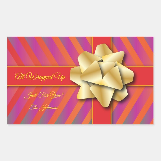 Pegatina Rectangular All Wrapped Up Just For You, Sticker (Anverso)