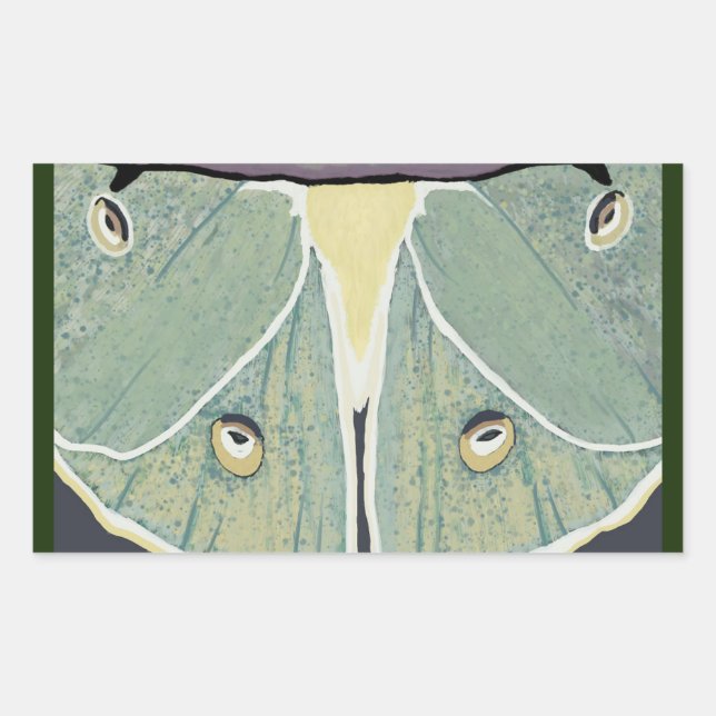Pegatina Rectangular Almohada de acento de pintura digital Luna Moth (Anverso)