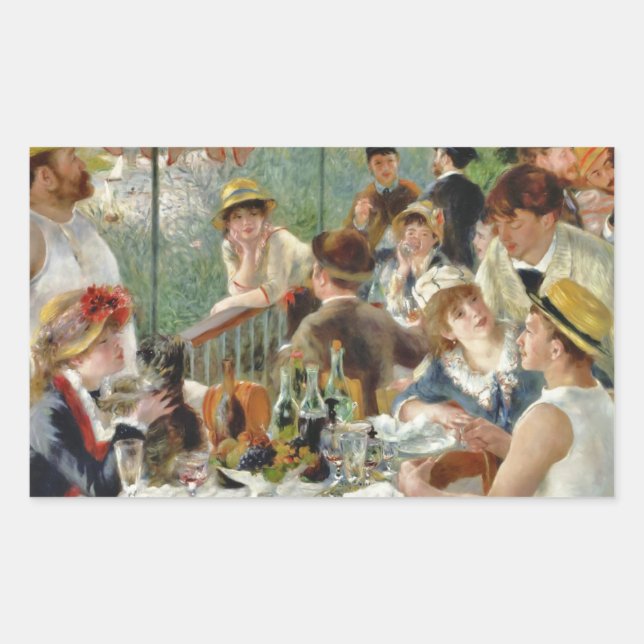 Pegatina Rectangular Almuerzo del Renoir de la Vieja Fiesta del Boating (Anverso)