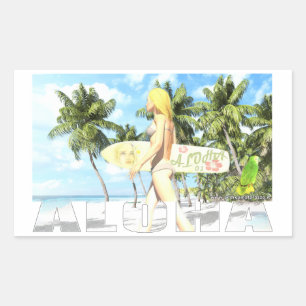Pegatina Rectangular Aloha 01